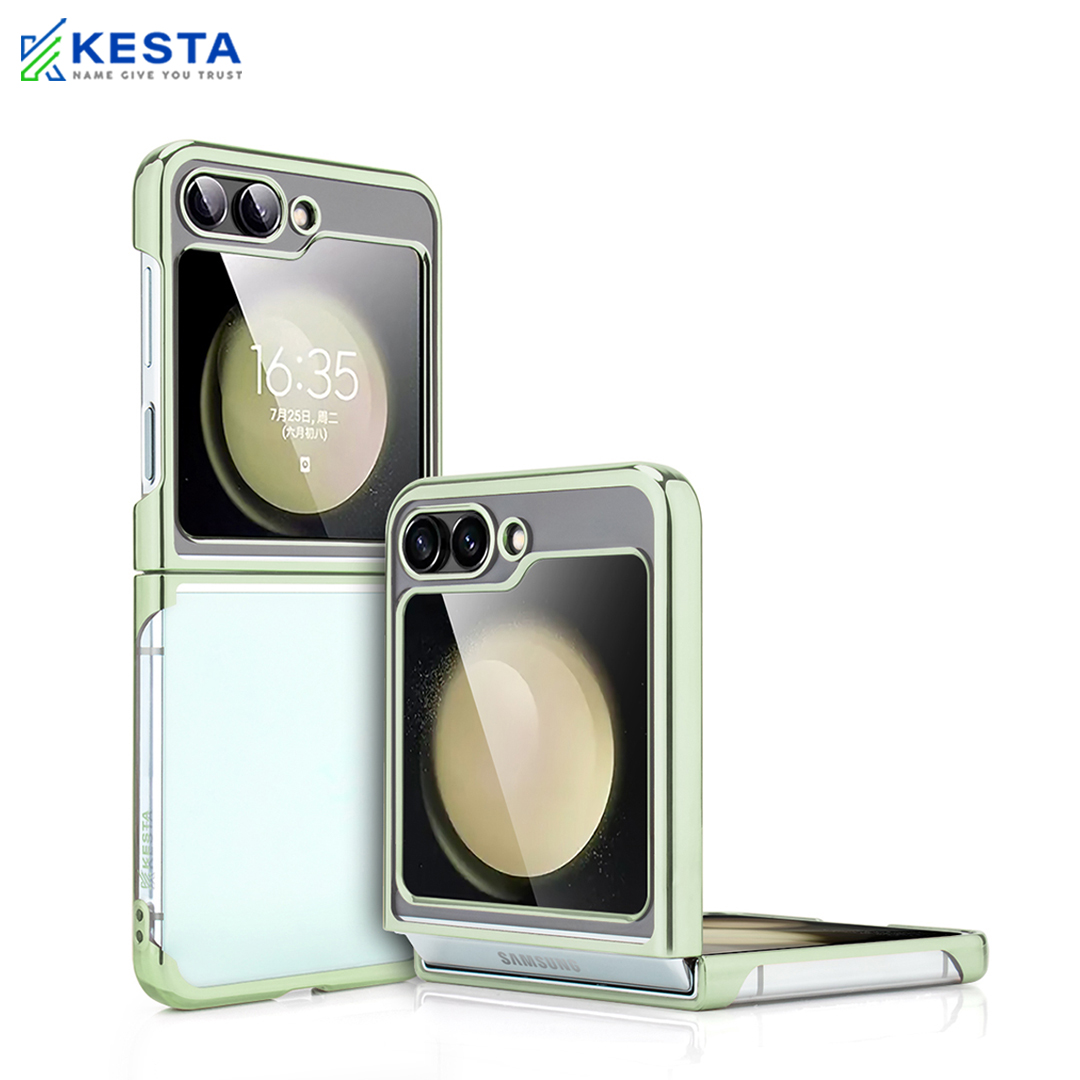 Samsung Z Flip 5 Cover - Noble Leisurely Green Transparent Case (Drop Protecton)